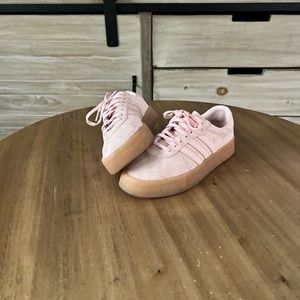 Light pink embossed Adidas Samba Shoes